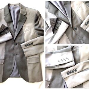 H&M Mens 34R Grey Colorblock Blazer with WORKING Surgeon Cuffs